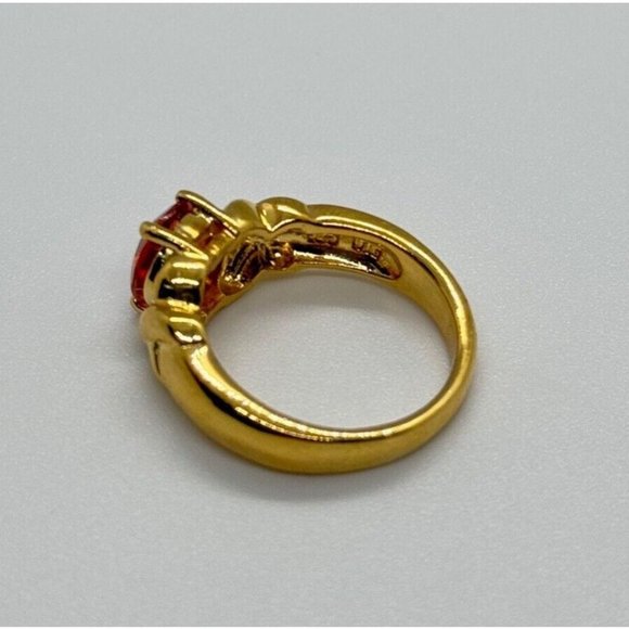 925 STERLING SILVER GOLD PLATED HESSONITE RING SIZE 7 - Picture 10 of 10